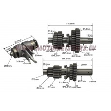 Ātrumkārbas komplekts mopēdiem , motocikliem 49-110 cm3